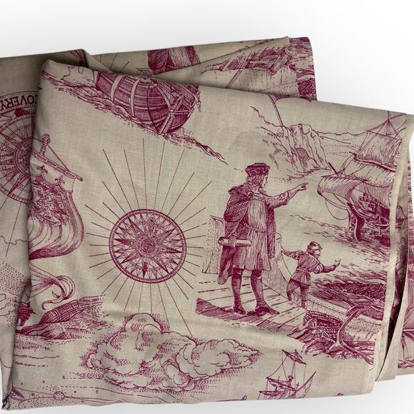 1.9 Yds RED "Discovery 1492" Commemorative Quilt Fabric by Jinny Beyer - Picture 3 of 10